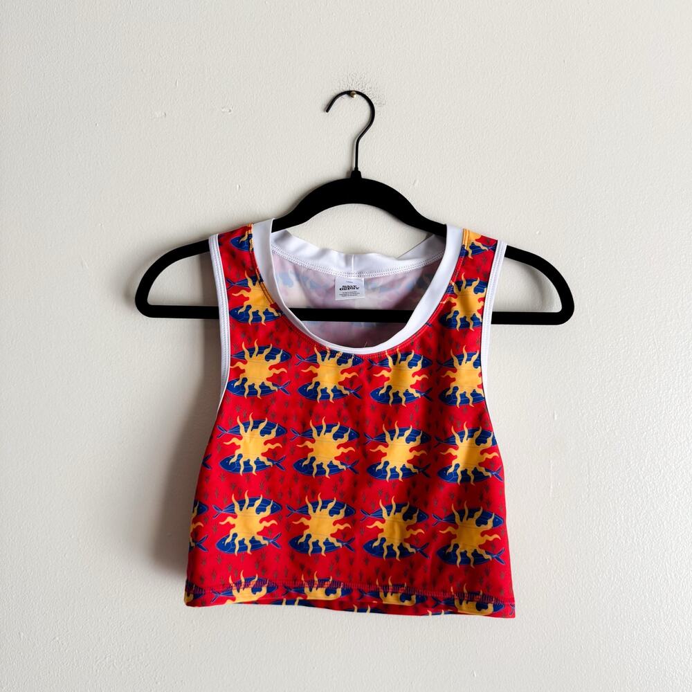 Salt Gypsy Red Sun + Fish Print Tank Swimsuit Top